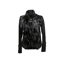 Donna Karan-Black Donna Karan Suede & Goat Fur Jacket Size US 4-Black