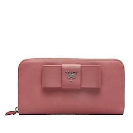 Prada-Pink Prada Saffiano Fiocco Bow Long Wallet-Pink