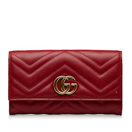 Gucci-Portefeuille long rouge Gucci GG Marmont Matelasse-Rouge