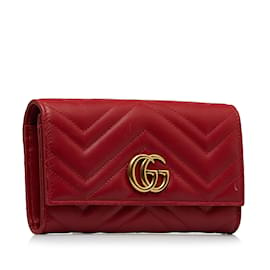 Gucci-Portefeuille long rouge Gucci GG Marmont Matelasse-Rouge