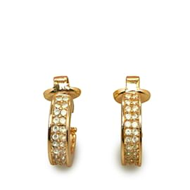 Dior-Boucles d'oreilles clips Dior strass dorées-Doré