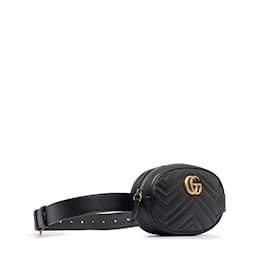 Gucci-Black Gucci GG Marmont Matelasse Belt Bag-Black