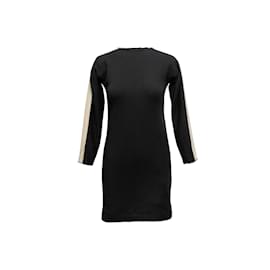 Yves Saint Laurent-Robe en laine Yves Saint Laurent vintage noir et blanc Taille FR 38-Noir