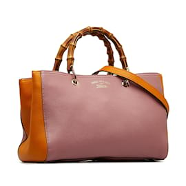 Gucci-Rosa Gucci mittelgroße zweifarbige Shopper-Tasche aus Bambus-Pink
