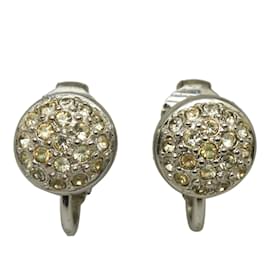 Dior-Silver Dior Rhinestone Clip-On Earrings-Silvery