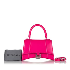 Balenciaga-Pink Balenciaga Hourglass Leather Satchel-Pink