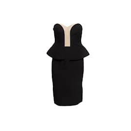 Alexander Mcqueen-Black & Cream Alexander McQueen Strapless Peplum Dress Size EU 40-Black