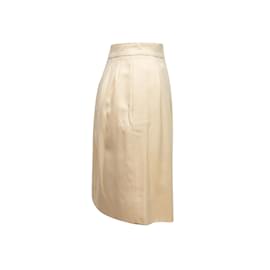 Autre Marque-Vintage Cream Chanel Boutique Wool Knee-Length Skirt Size L-Cream