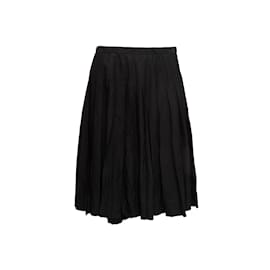 Chanel-Falda de lana plisada Chanel negra vintage talla UE 38-Negro