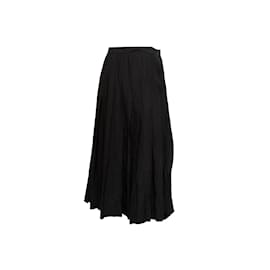 Chanel-Falda de lana plisada Chanel negra vintage talla UE 38-Negro