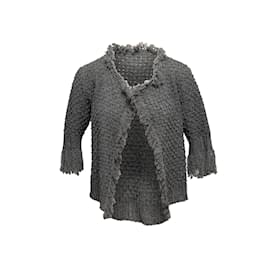 Chanel-Gray Chanel Fringe-Trimmed Cardigan Size EU 40-Other
