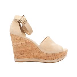 Beige Stuart Weitzman Suede Cork Wedge Sandals Size 40.5 Beige