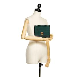 Céline-Green Celine Leather Clutch Bag-Green
