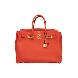 Hermès-Red Capucine Hermes Togo 35 Birkin Bag-Red