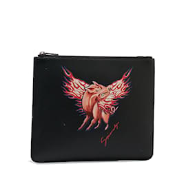 Givenchy-Bolso clutch de cuero con estampado del zodiaco de Givenchy en negro-Negro