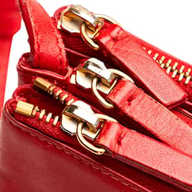 Céline-Red Celine Trio Leather Crossbody Bag-Red
