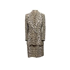 Jean Louis Scherrer-Vintage bronceado y negro Jean Louis Scherrer leopardo estampado falda traje tamaño UE 40-Camello