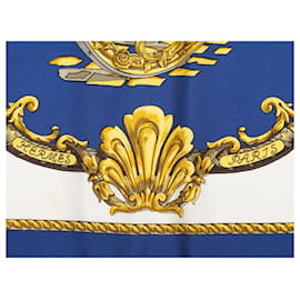 Hermès-Sciarpa di seta stampata Hermes Roues de Canon blu e multicolore-Blu