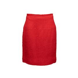 Autre Marque-Falda Lápiz Vintage Roja Chanel Boutique Tweed Talla S-Roja