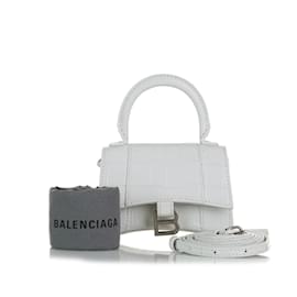Balenciaga-White Balenciaga Embossed Hourglass Mini-White