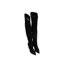 Jean Michel Cazabat-Black Jean Michel Cazabat Suede Pointed-Toe Boots Size 37.5-Black