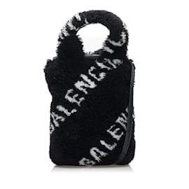 Balenciaga-Support de téléphone quotidien noir avec logo Balenciaga-Noir