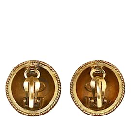 Chanel-Boucles d'oreilles à clip Chanel CC dorées-Doré