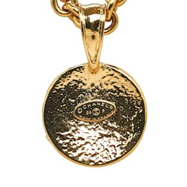 Chanel-Goldene Chanel CC-Halskette mit rundem Anhänger-Golden
