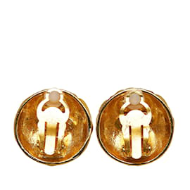 Chanel-Boucles d'oreilles à clip matelassées CC Chanel dorées-Doré
