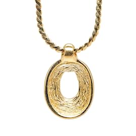 Dior-Gold Dior Rhinestone Pendant Necklace-Golden