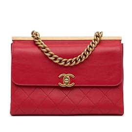 Chanel-Red Chanel Small Coco Luxe Flap Satchel-Red