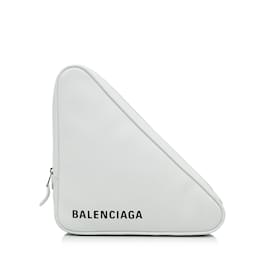 Balenciaga-White Balenciaga Triangle Clutch-White