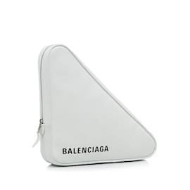Balenciaga-White Balenciaga Triangle Clutch-White