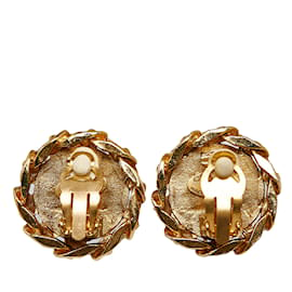 Chanel-Gold Chanel CC Rhinestone Clip on Earrings-Golden