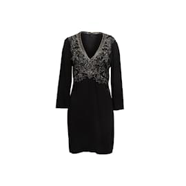 Roberto Cavalli-Black Roberto Cavalli Long Sleeve Beaded Dress Size M-Black