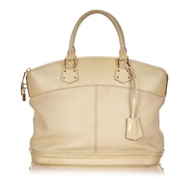 Louis Vuitton-White Louis Vuitton Suhali Lockit MM Handbag-White