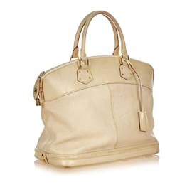 Louis Vuitton-White Louis Vuitton Suhali Lockit MM Handbag-White