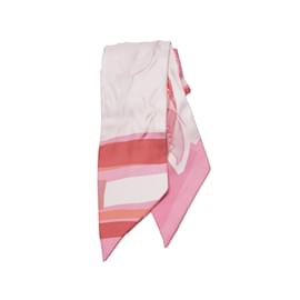Hermès-Pink Hermes Printed Twilly Silk Scarf Scarves-Pink