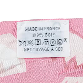 Hermès-Pink Hermes Printed Twilly Silk Scarf Scarves-Pink
