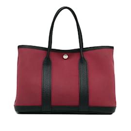Hermès-Red Hermes Toile Garden Party 36 Tote bag-Red