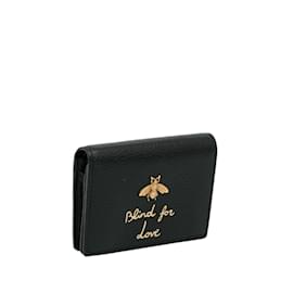 Gucci-Portefeuille compact noir Gucci Blind For Love Animalier Bee-Noir