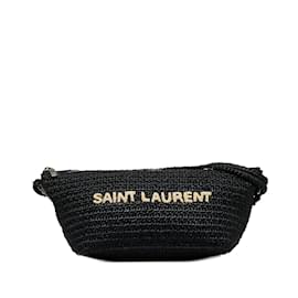 Saint Laurent-Sac porté épaule noir Saint Laurent Le Raphia Logo-Noir