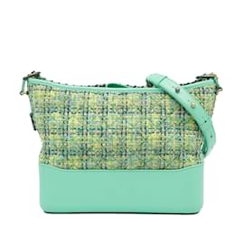 Chanel-Crossbody Chanel Médio Tweed Gabrielle Verde-Verde