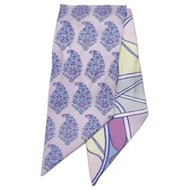 Hermès-Purple Hermes Printed Twilly Silk Scarf Scarves-Purple