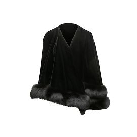 J. Mendel Preto J. Xale Mendel com acabamento em veludo e pele de raposa tamanho O/S Preto
