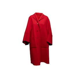 Autre Marque-vintage Red Chado par Ralph Rucci Wool Coat Taille US L-Rouge