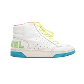 Chanel-White & Multicolor Chanel High-Top Sneakers Size 35-White