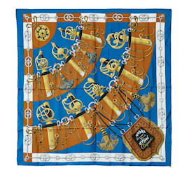 Hermès-Bleu Hermes Cliquetis Silk Scarf Foulards-Bleu