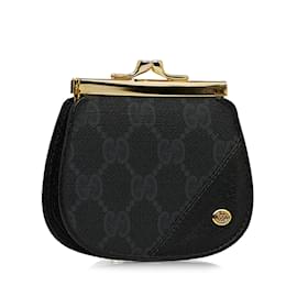 Gucci-Pochette à monnaie noire Gucci GG Supreme Kisslock-Noir