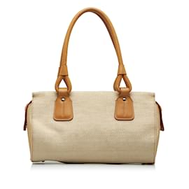 Burberry-Beige Burberry Weaved Canvas Handbag-Beige